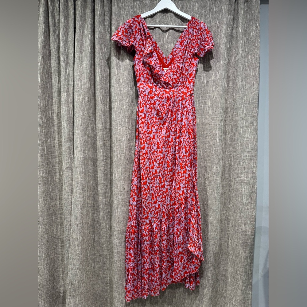 Tanya Taylor Red and White Ruffled Maxi Dress - Picture 2 of 7
